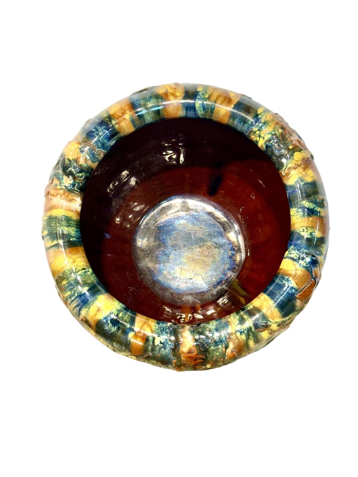 French Art Nouveau Drip Glaze Jardinière In Earth Tones photo furniture