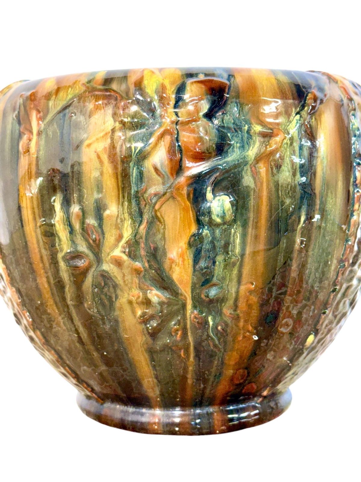 French Art Nouveau Drip Glaze Jardinière In Earth Tones photo 1292.0