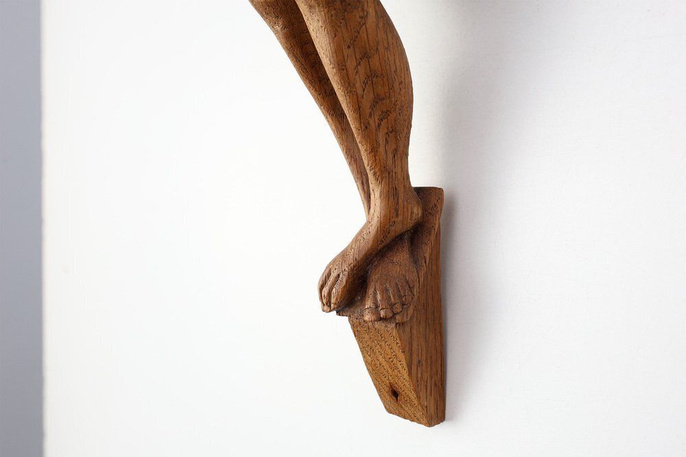1046.0 Late 19th Century Sculpted Oak Crucifix, Italy, 1800s photo