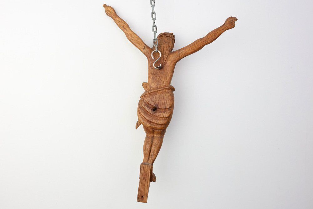 photo vinterior Late 19th Century Sculpted Oak Crucifix, Italy, 1800s