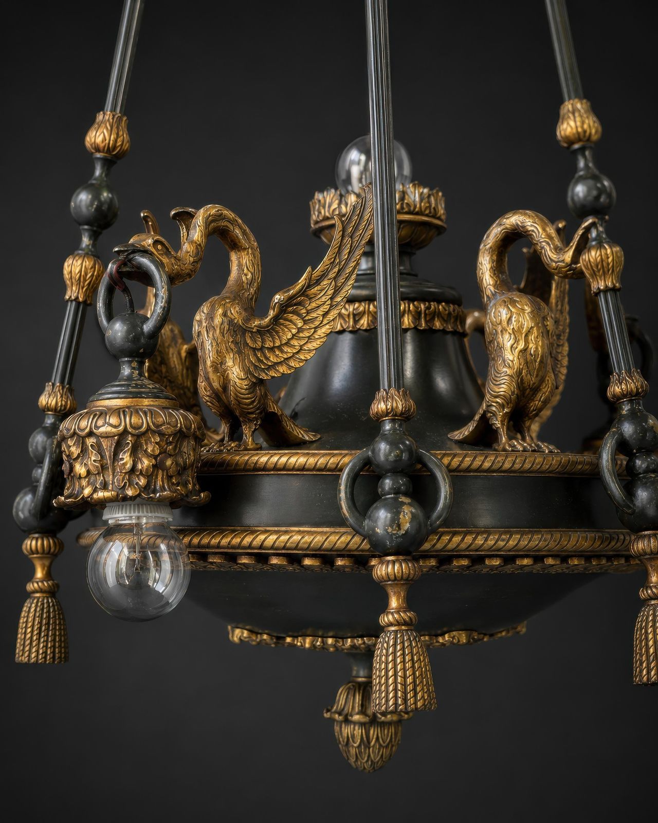 19th Century French Napoleon III Empire Revival Swan Chandelier photo Lighting
