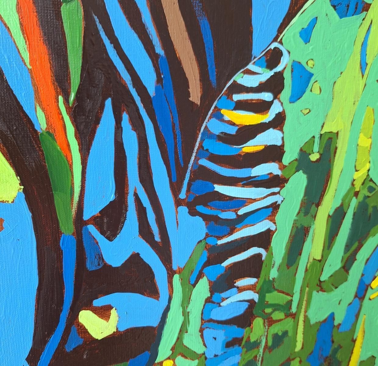 Zebras 11   Oil Painting, Contemporary Figurative, Pop Art, Animals, Vibrant photo furniture