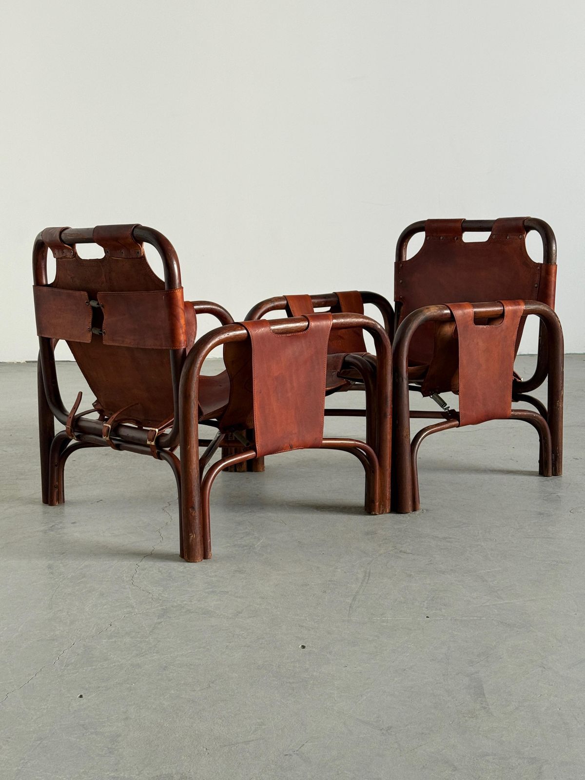photo buy Tito Agnoli Leather Safari Chairs For Bonacina
