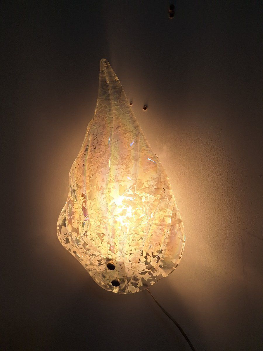 Graniglia Glass Wall Lamps With Iridescent Finish, 1980s, Set Of 2 photo vinterior