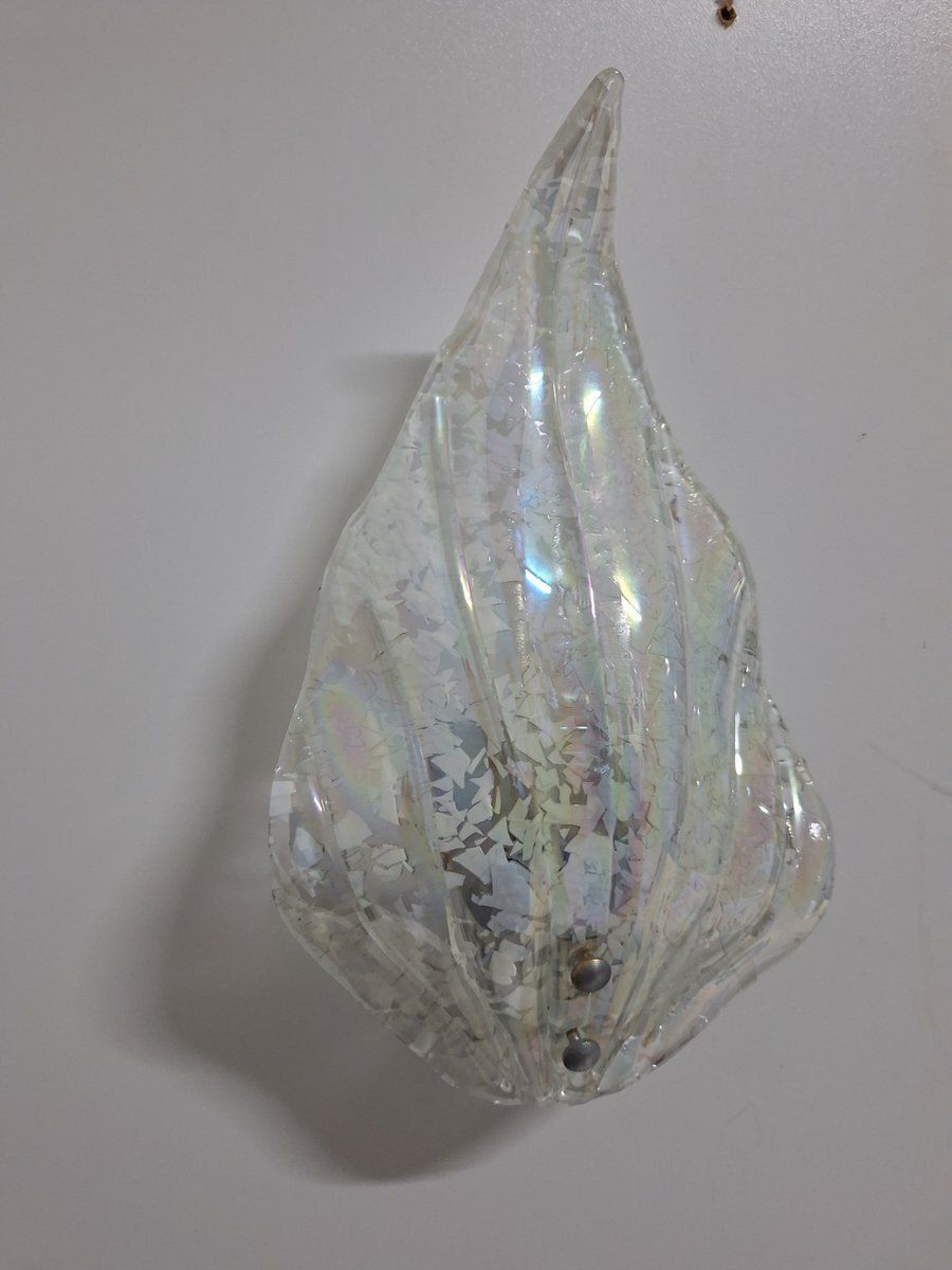 Graniglia Glass Wall Lamps With Iridescent Finish, 1980s, Set Of 2 photo vintage
