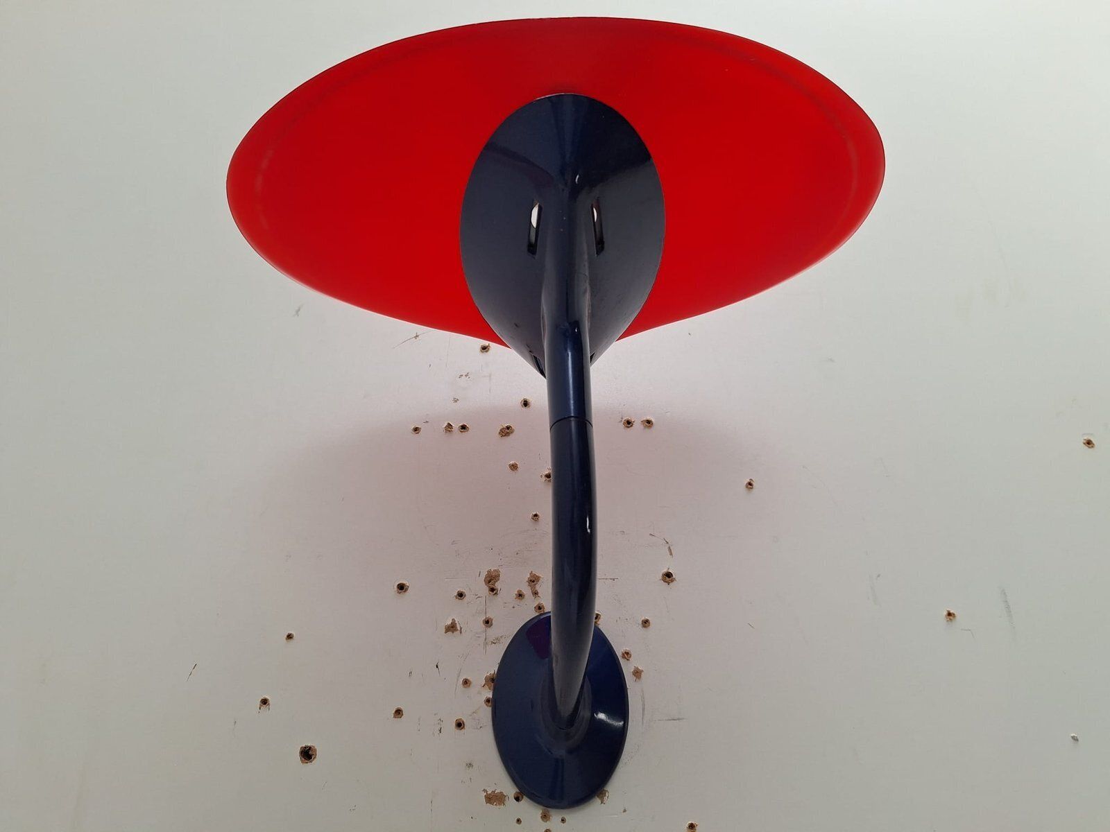 Postmodern Wall Lamps In Red And Yellow Satin Glass With Black Lacquered Metal Structure, Italy, 1980, Set Of 2 photo vintage