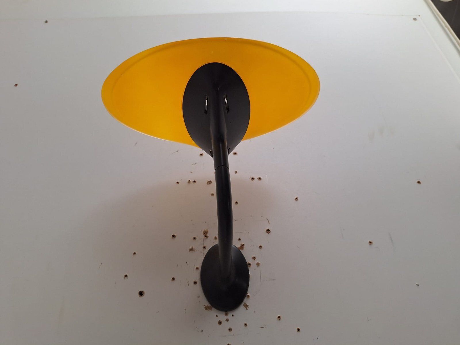 Lighting Postmodern Wall Lamps In Red And Yellow Satin Glass With Black Lacquered Metal Structure, Italy, 1980, Set Of 2 photo