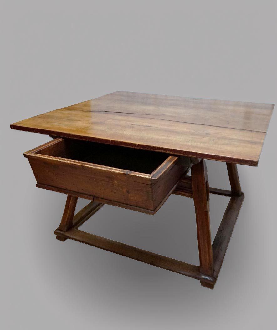 Antique Rustic European Bankers Table, 1800s