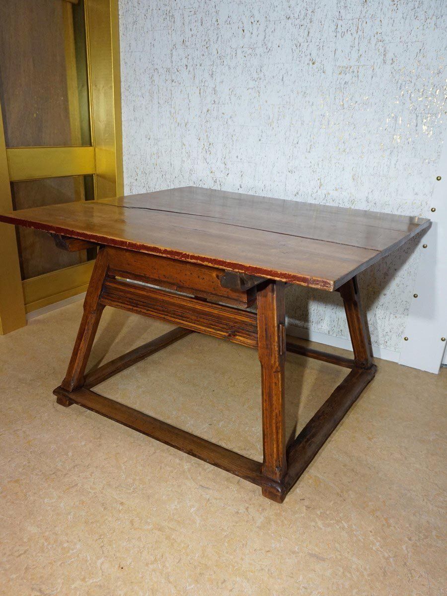Antique Rustic European Bankers Table, 1800s photo for sale