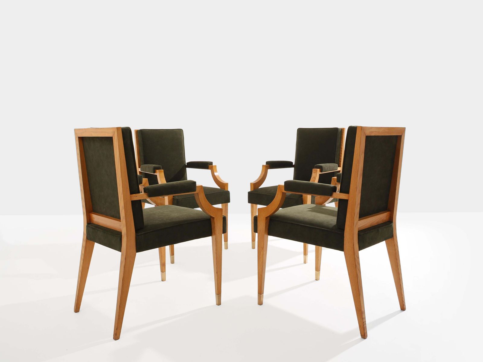 André Arbus Set Of Four Ash Wood Neoclassical Armchairs 1940s photo Furniture