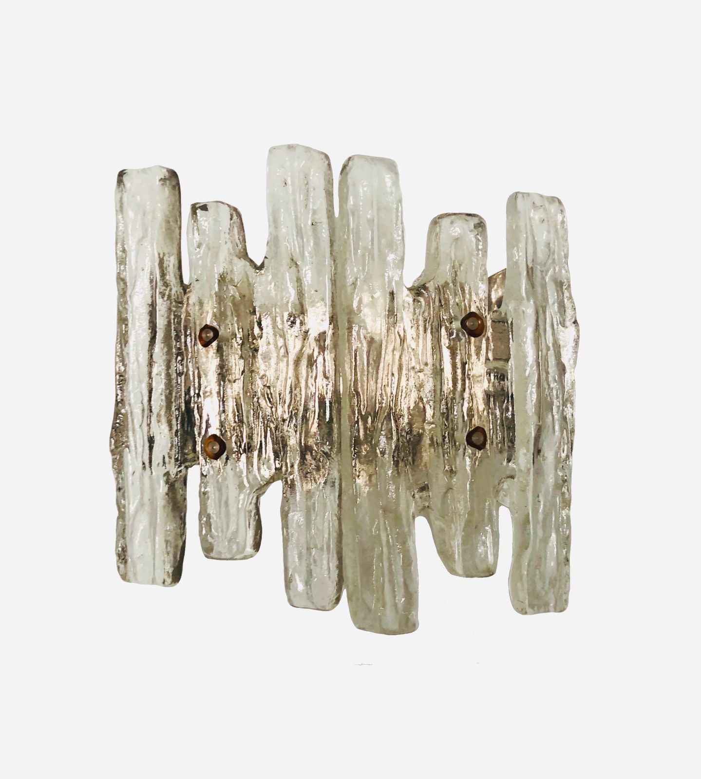 2607.0 Pair Of Midcentury Austrian Ice Glass "Puck" Wall Sconces By Kalmar, 1970s photo