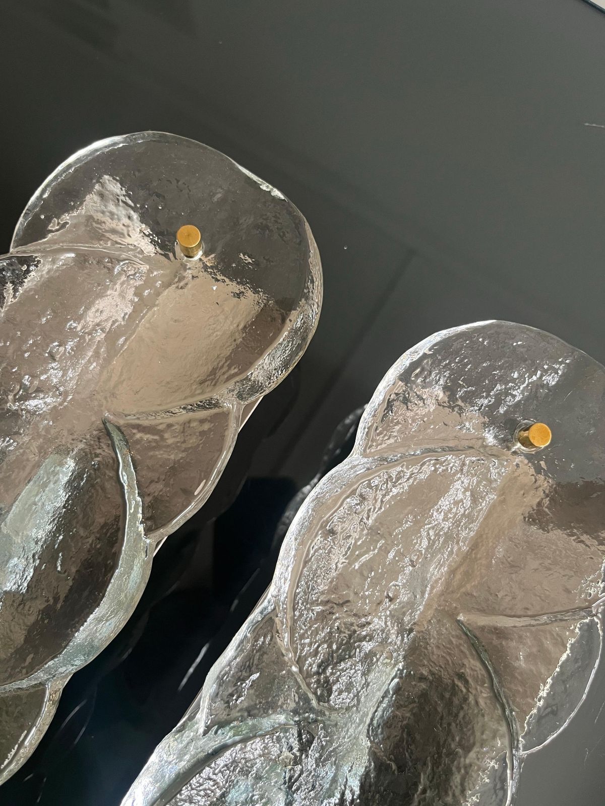photo furniture Austrian Mid Century Pair Of "Citrus" Clear Murano Wall Sconces By Kalmar, 1970s