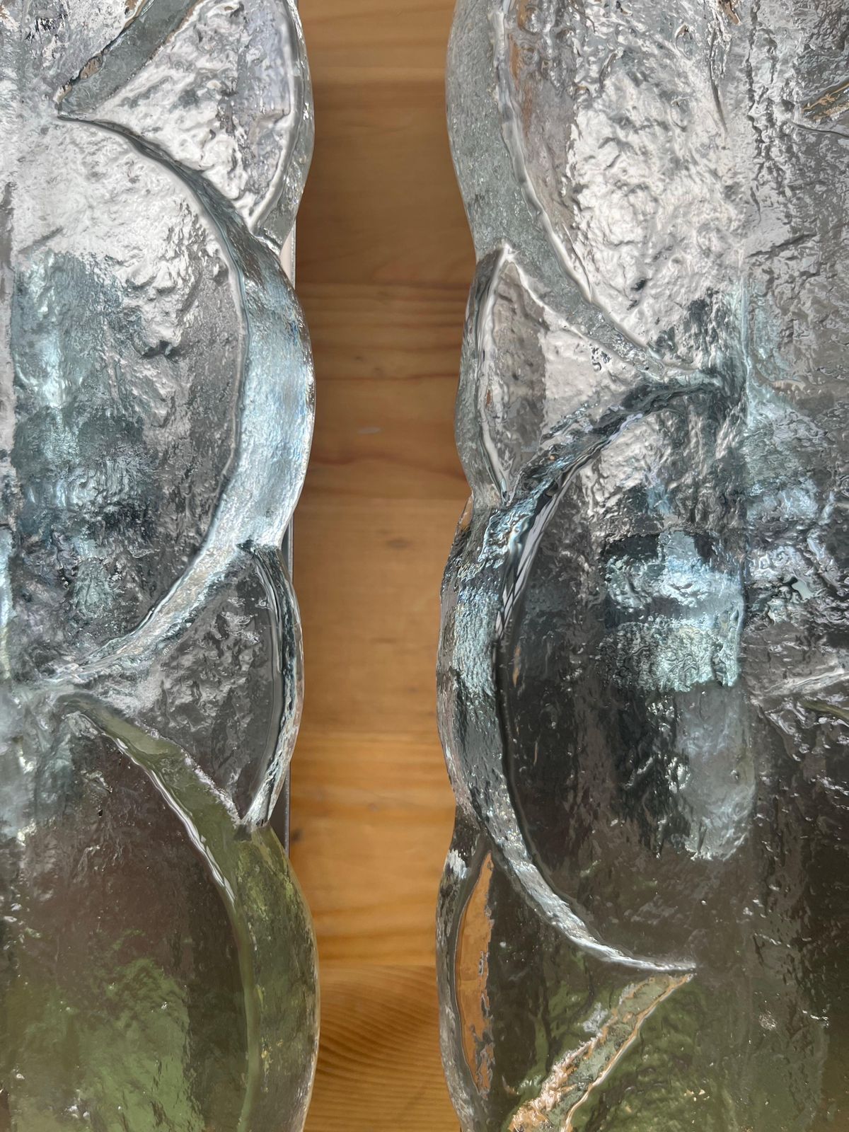 photo vintage Austrian Mid Century Pair Of "Citrus" Clear Murano Wall Sconces By Kalmar, 1970s