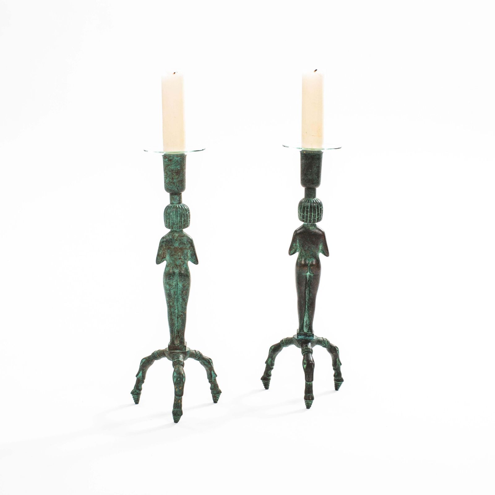 photo furniture Egyptian Inspired Figurative French Art Déco Bronze Candlesticks 1930s