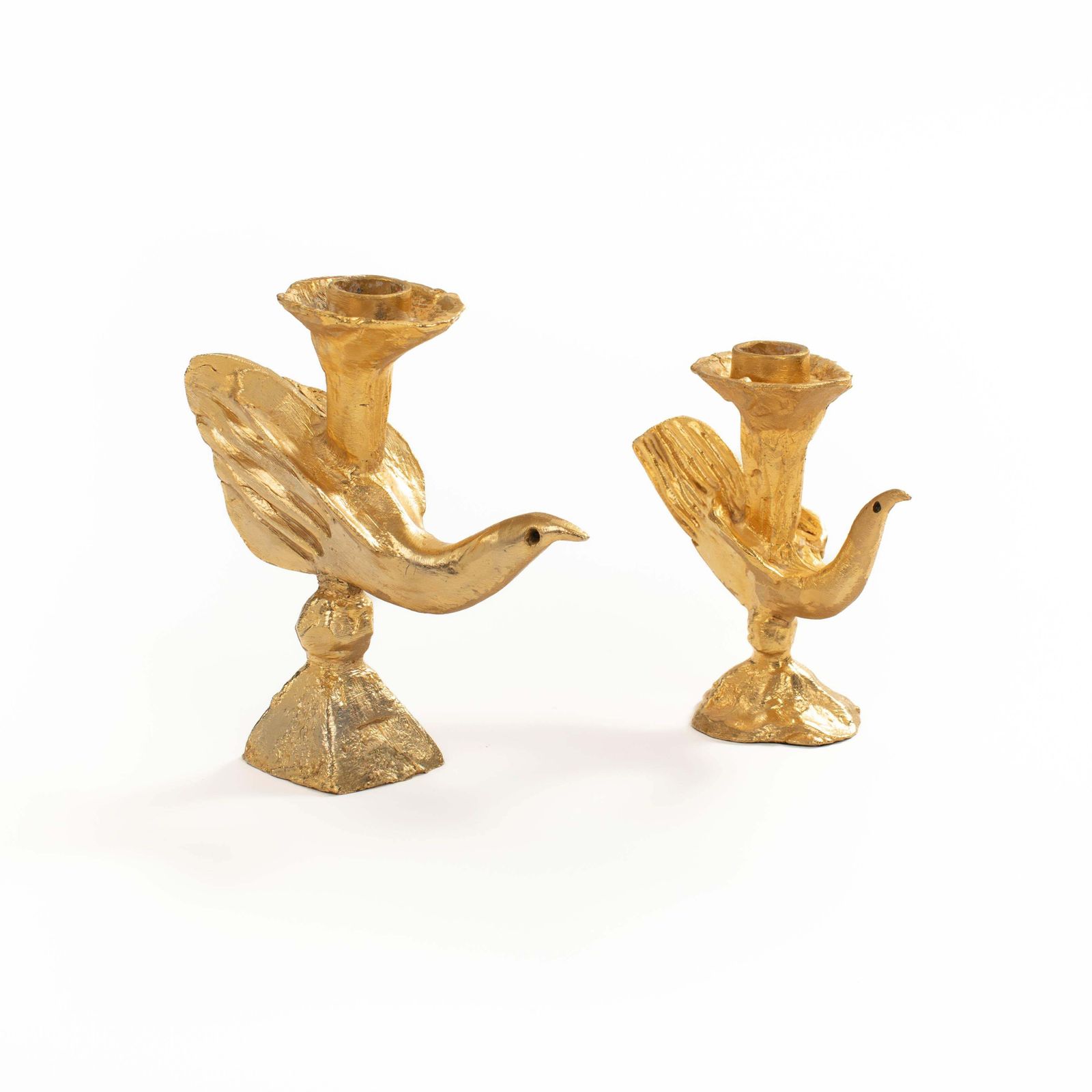 Pair Of French Gilded Bronze Candlesticks By Pierre Casenove For Fondica, 1980s photo Home Decor