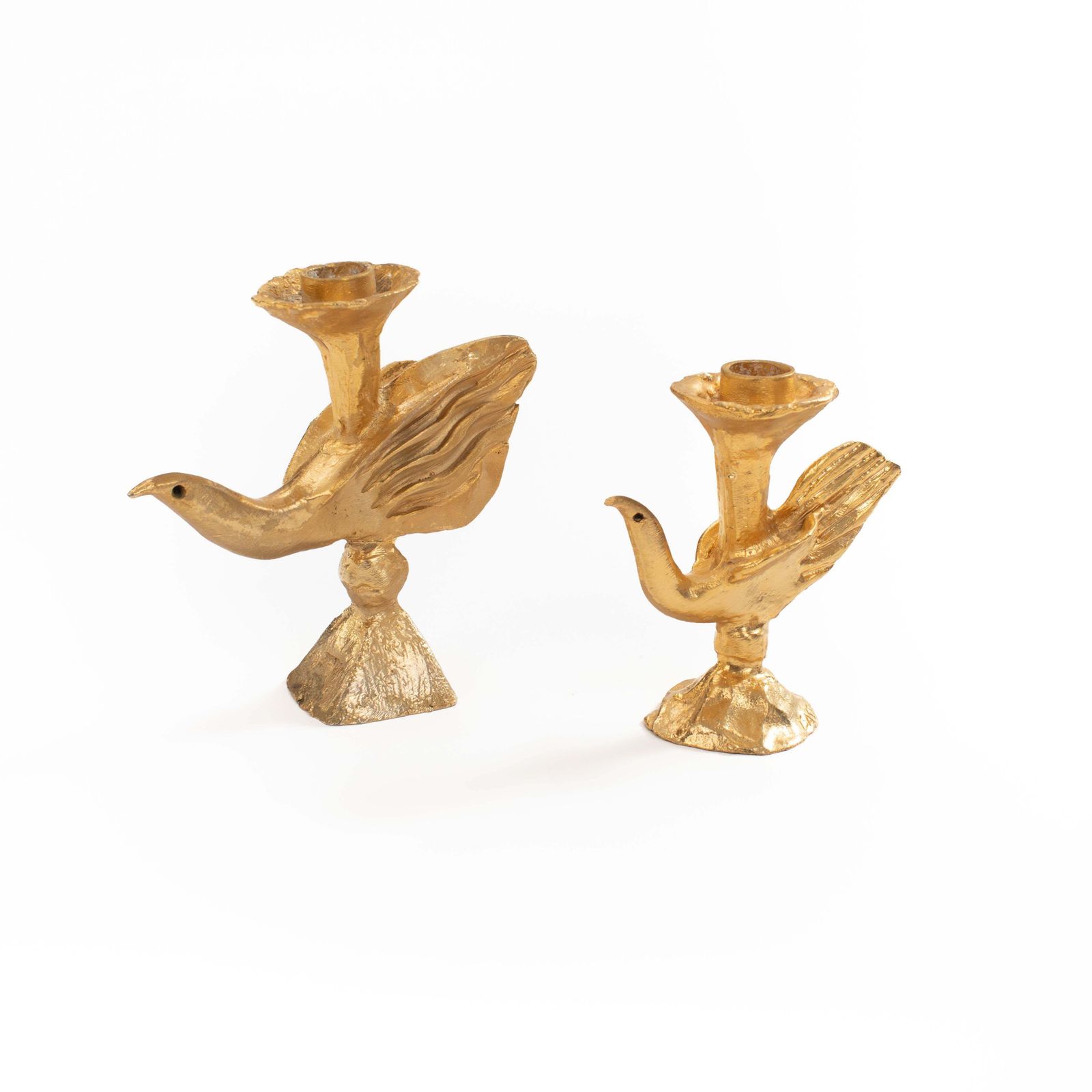 Pair Of French Gilded Bronze Candlesticks By Pierre Casenove For Fondica, 1980s photo vinterior