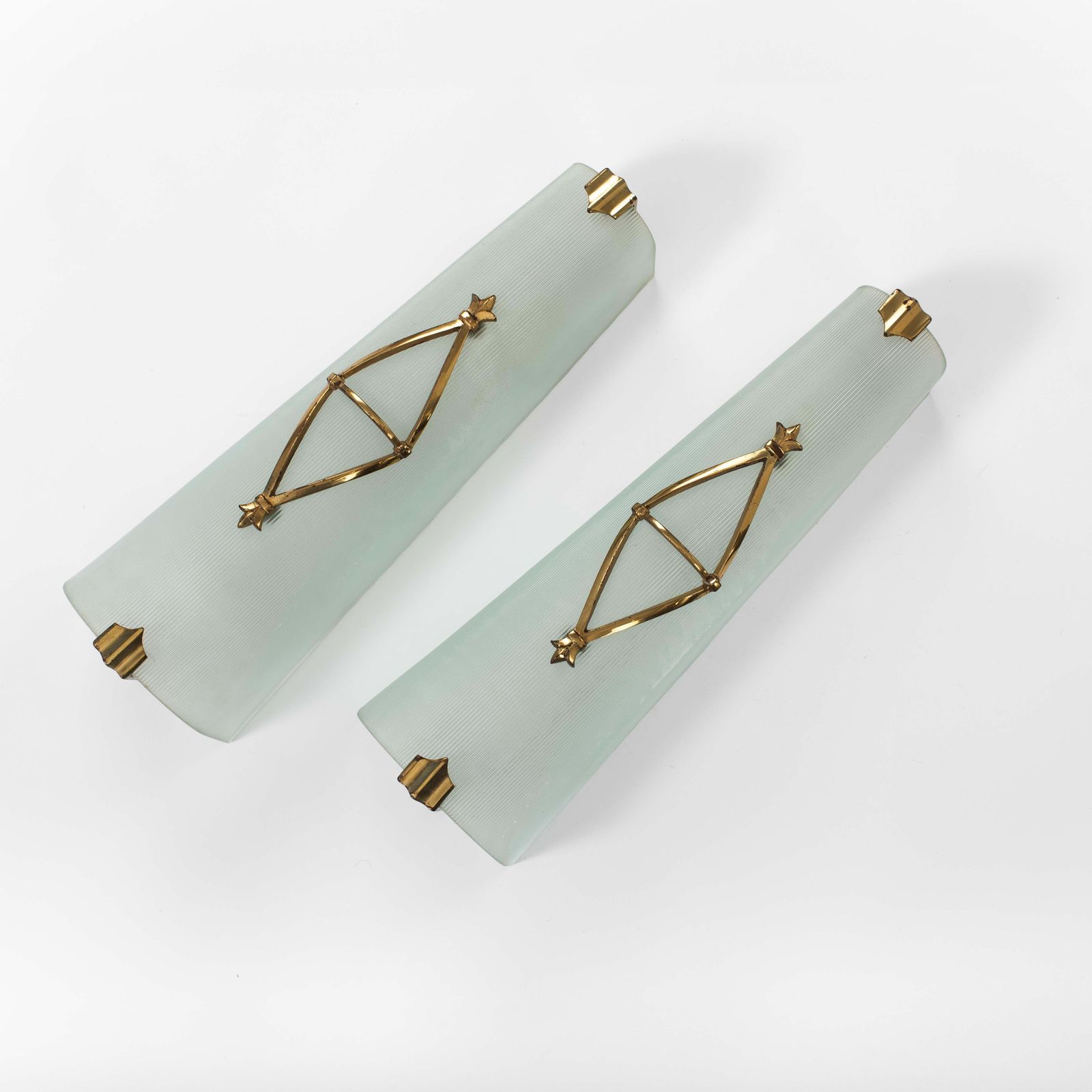 Pair Of French Art Déco Satin Glass Wall Sconces By Atelier Petitot, Paris 1930s photo vinterior