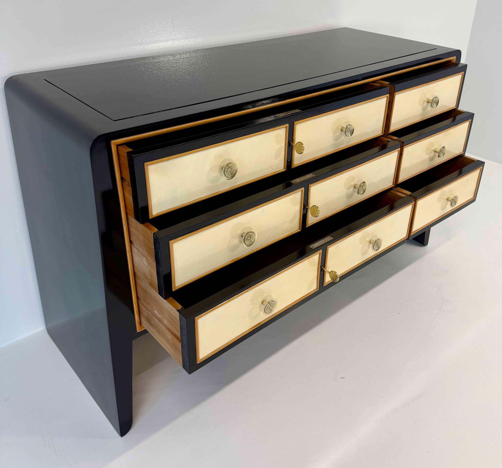 photo for sale Italian Art Deco Set Of Dresser And Nightstands By Paolo Buffa, 1940s
