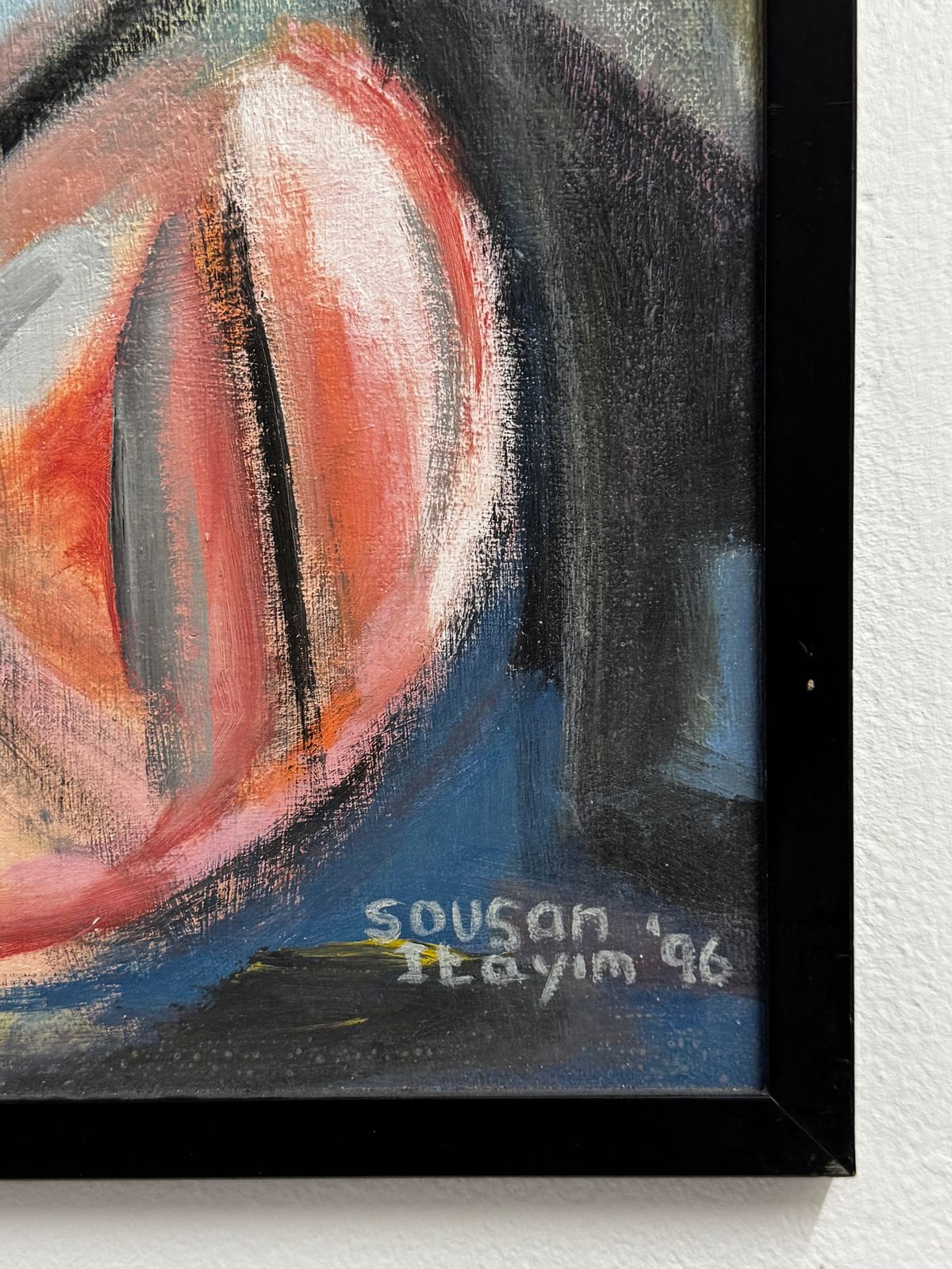 Large Signed 1996 Modernist Abstract Landscape Painting By Sousan Itayim photo for sale