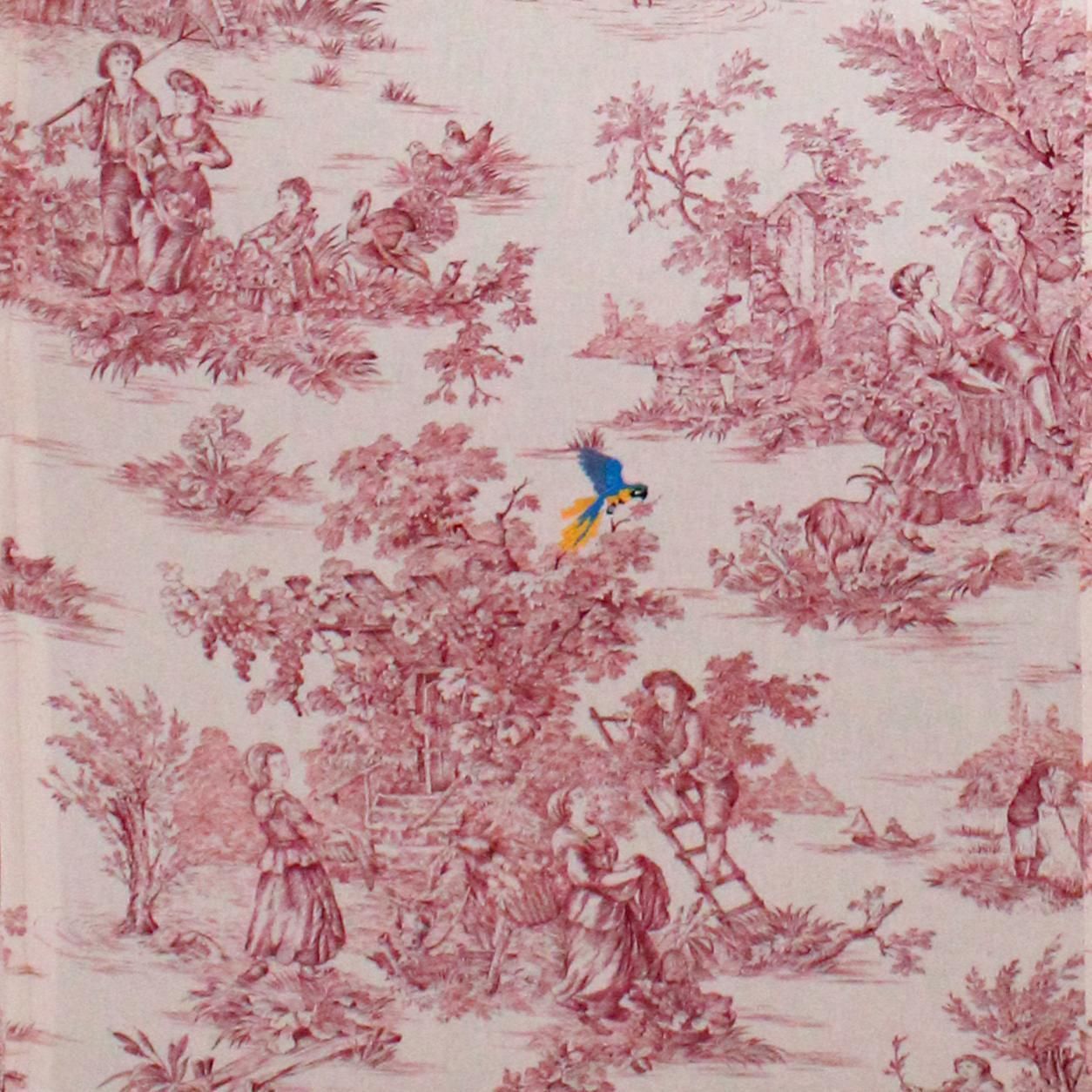 Pair Of Iconic Bambola Armchairs By Mario Bellini, Pink Toile De Jouy Fabric photo buy