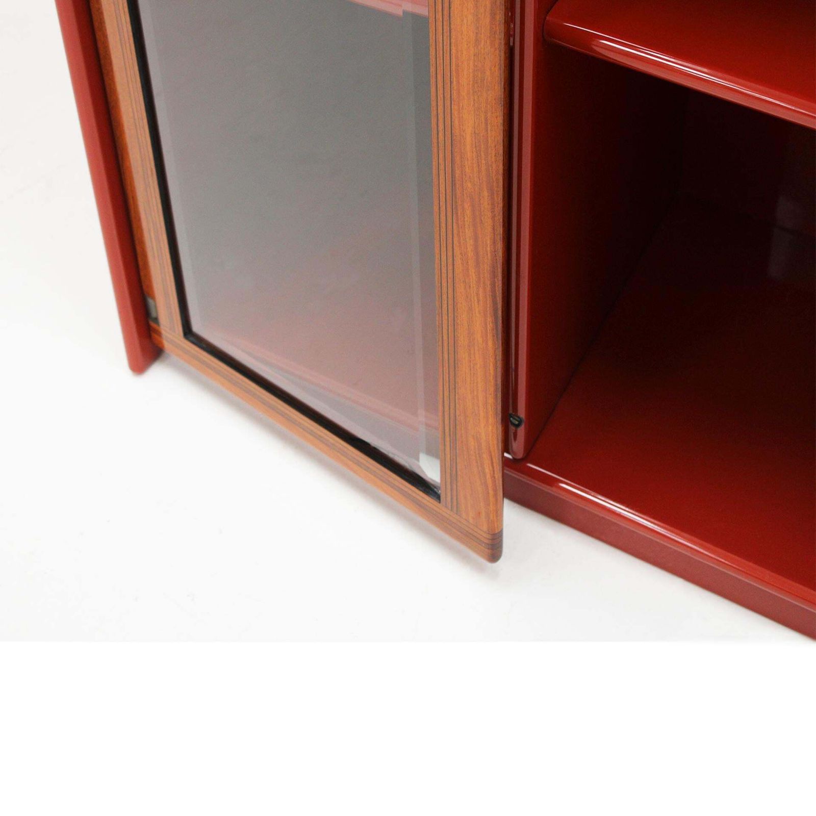 Mid Century Afra & Tobia Scarpa Italian Wood Red Lacquer And Glass 1960s Vitrine photo buy