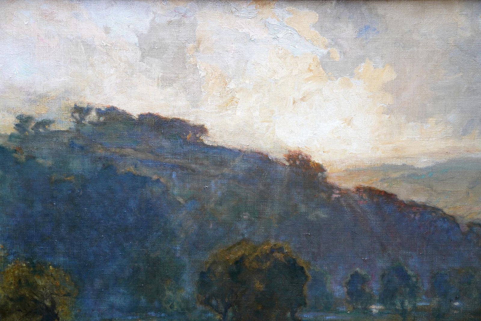 Evening In Wharfedale 1917   British Impressionist Landscape Oil Painting Cattle photo vintage