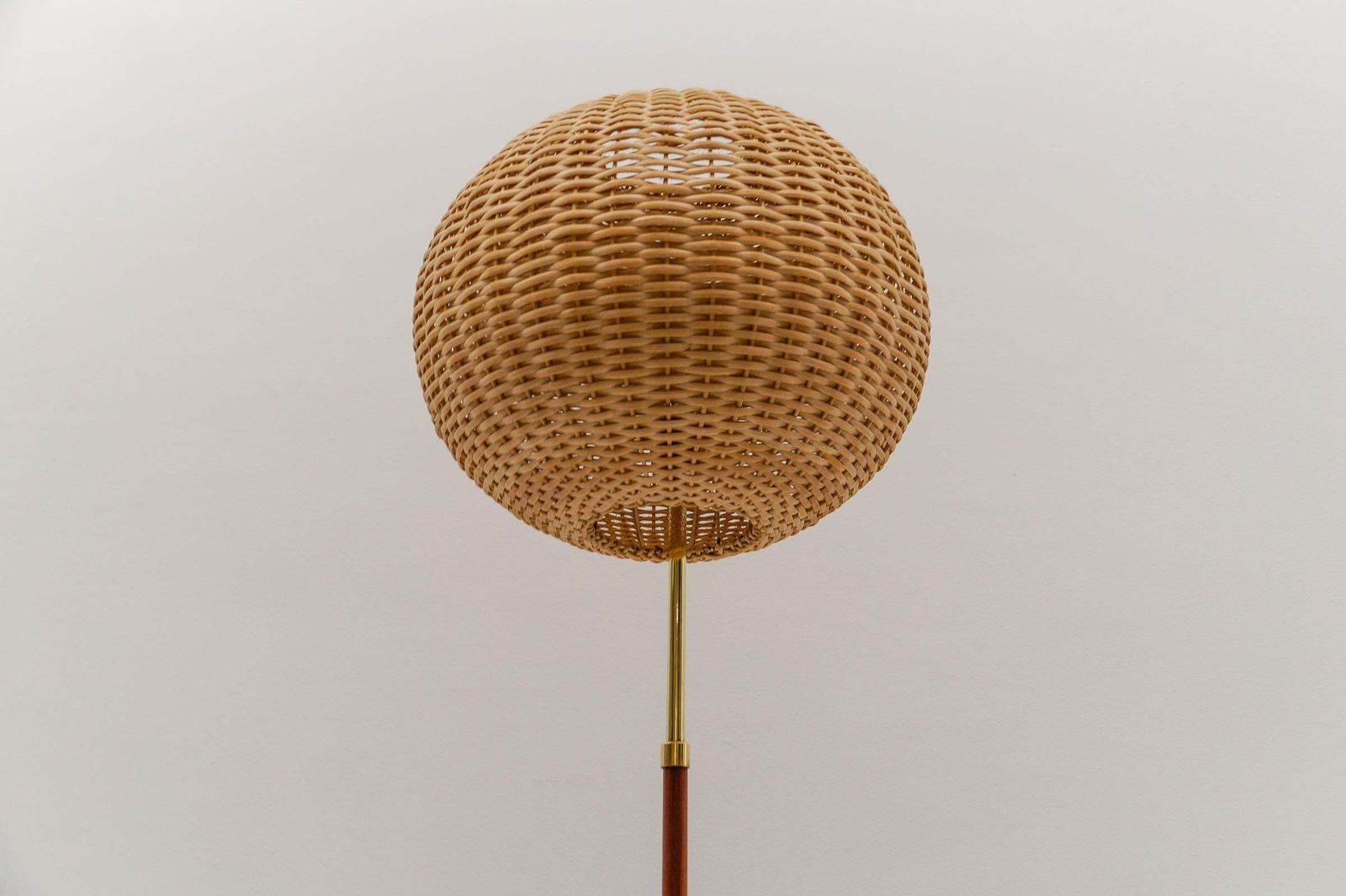 1523.0 Mid Century Modern Floor Lamp In Brass And Teak From Temde, 1960s Switzerland photo
