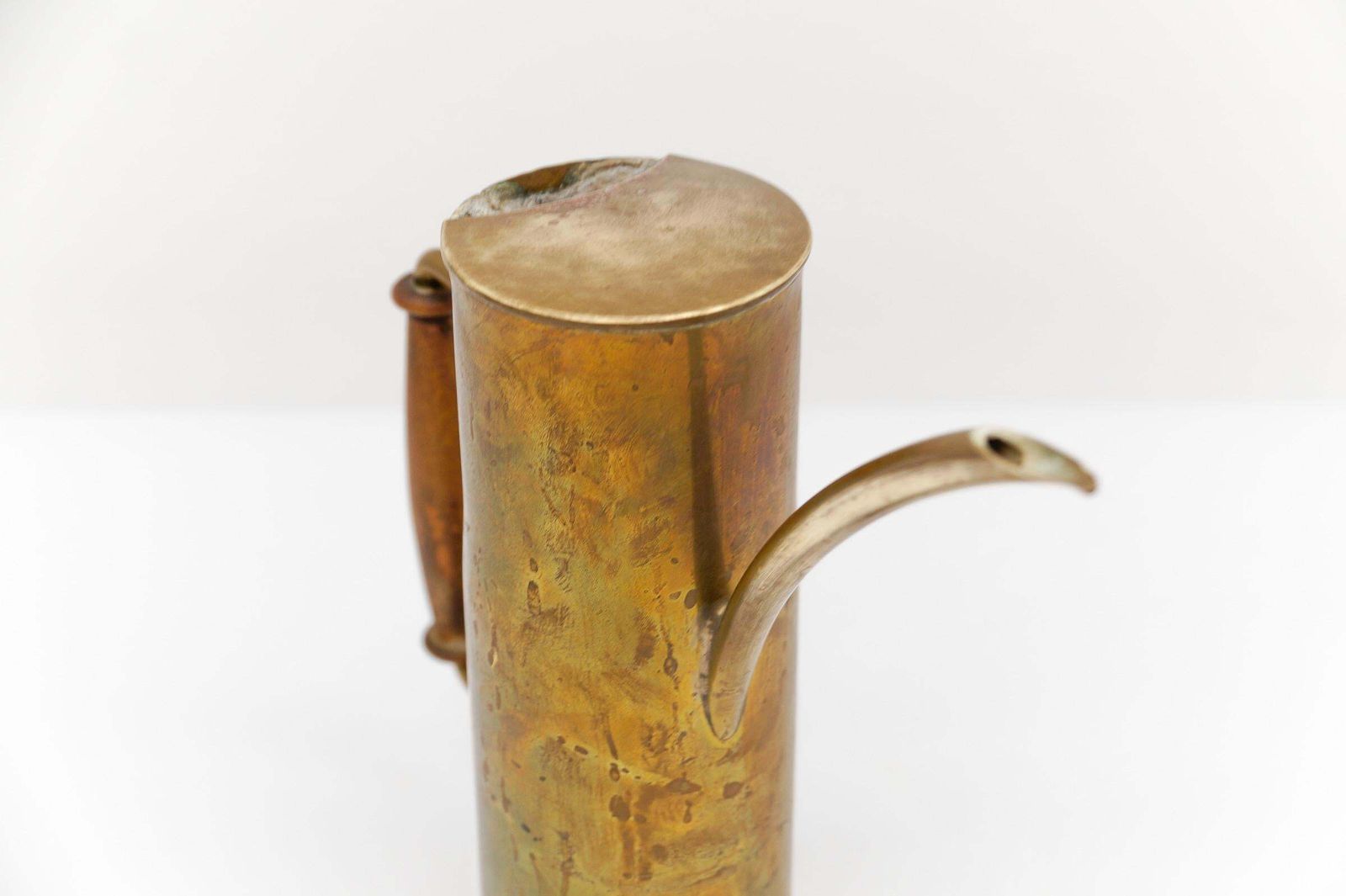 photo furniture Rare Bauhaus Brass And Wood Watering Can, 1950s Germany