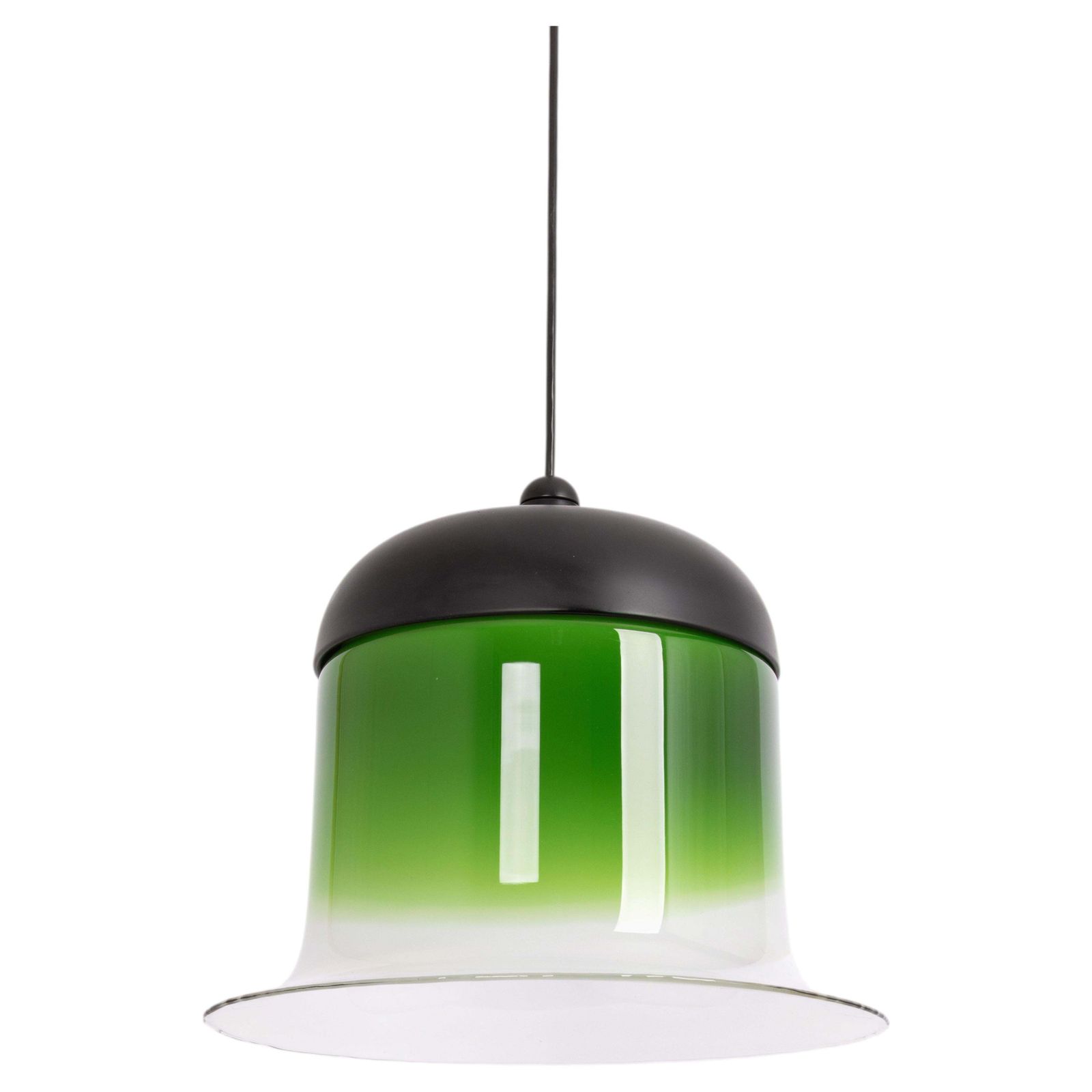 Grote glazen hanglamp in groen-wit, Peill & Putzler, Duitsland, jaren 1970