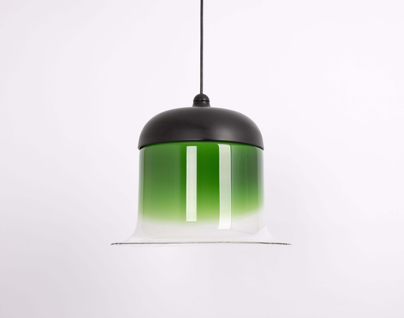 Grote glazen hanglamp in groen-wit, Peill & Putzler, Duitsland, jaren 1970 photo furniture