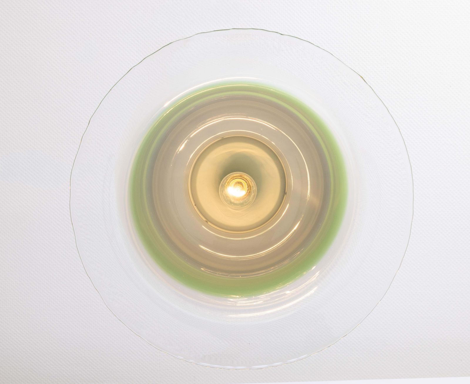photo for sale Grote glazen hanglamp in groen-wit, Peill & Putzler, Duitsland, jaren 1970