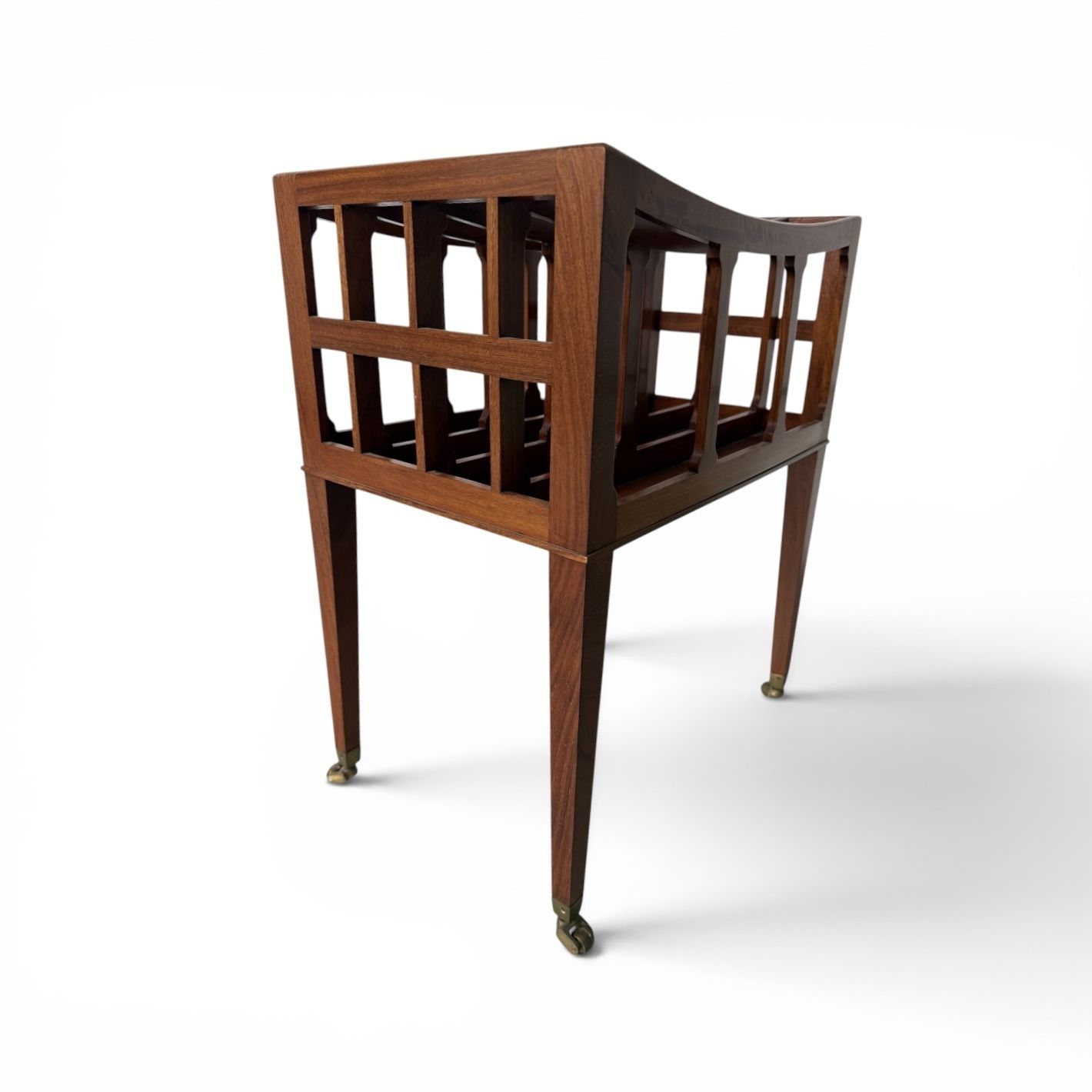 William Tillman George III Style Flame Mahogany Canterbury Magazine Rack, England, Late 20th Century photo 595.0