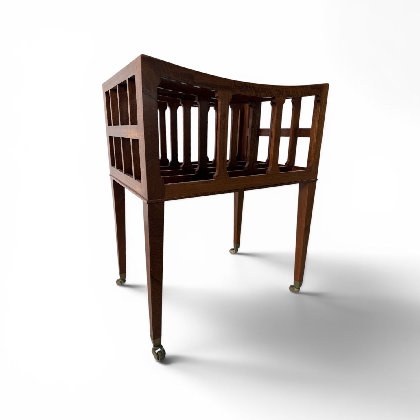 William Tillman George III Style Flame Mahogany Canterbury Magazine Rack, England, Late 20th Century photo vintage