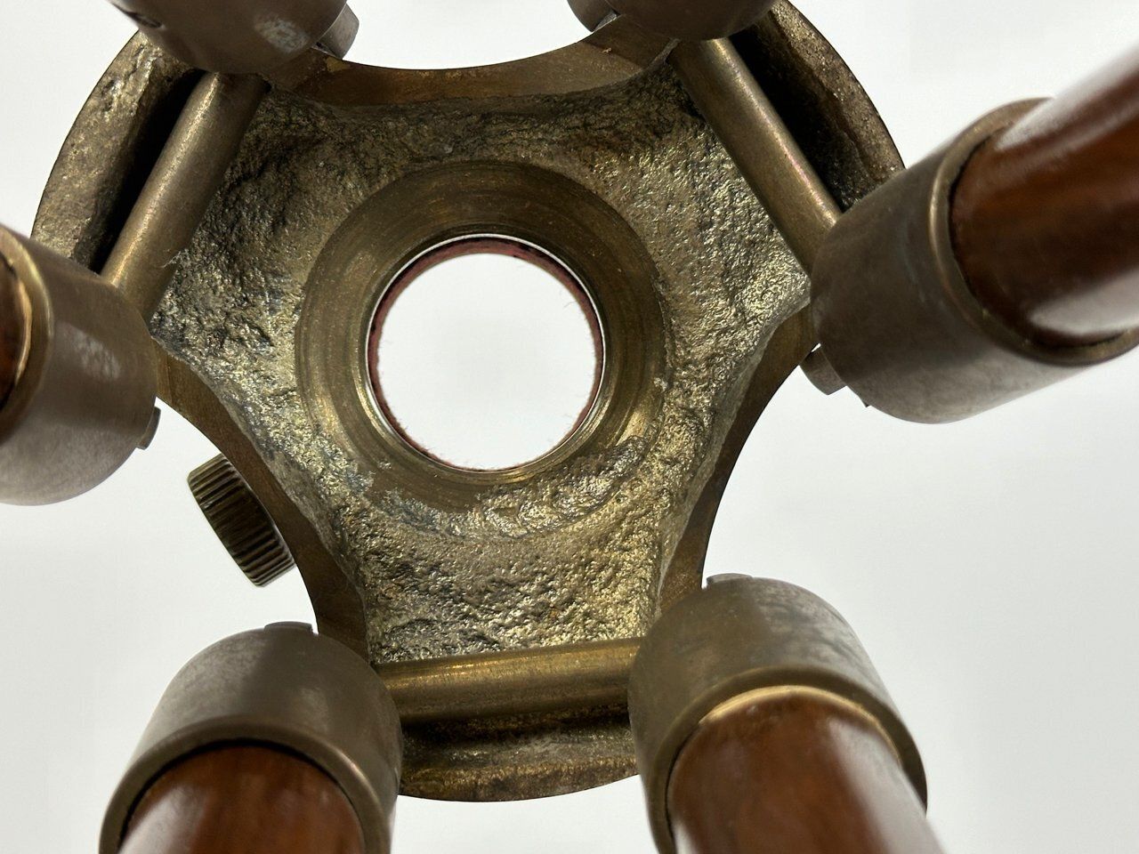 photo vintage Antique French Brass Tripod Telescope, 1950s