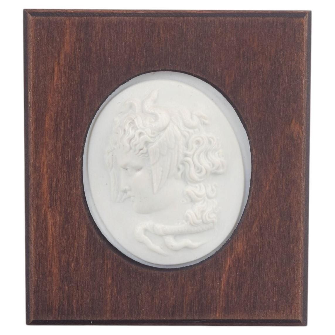 Meissen. Small Relief Plaque In White Biscuit Porcelain Depicting Medusa. 1970s