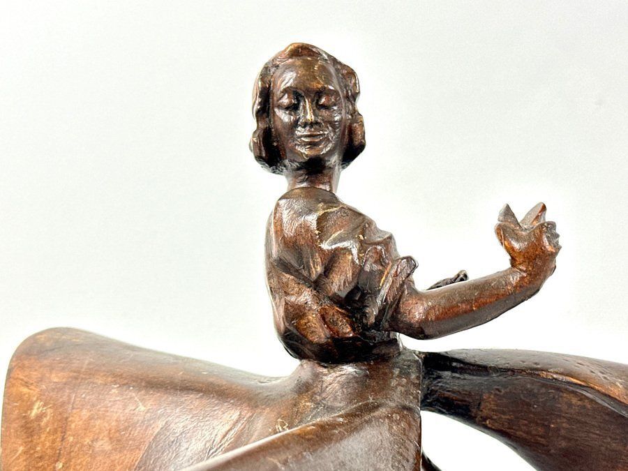 photo for sale Antique Carved Wooden Ballerina Statue, 1920s