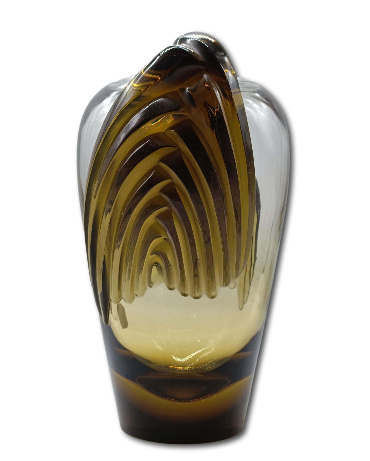 Marie Claude Lalique For Lalique Paris Amber Crystal Vase "Marrakech," 1970s photo Home Decor