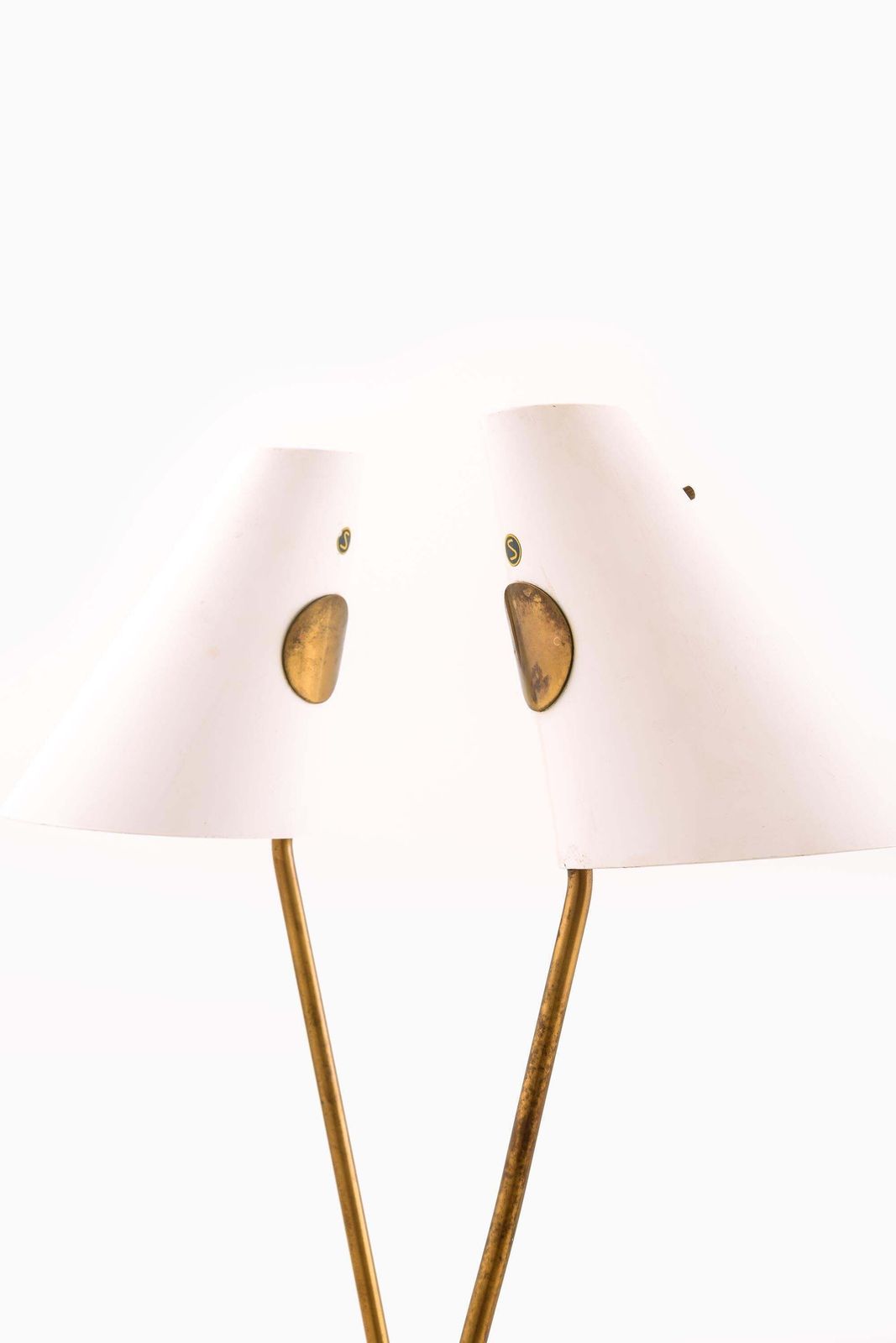 Pair Of Table Lamps In Brass, Lacquer And Metal By Hans Agne Jakobsson, 1950s photo for sale