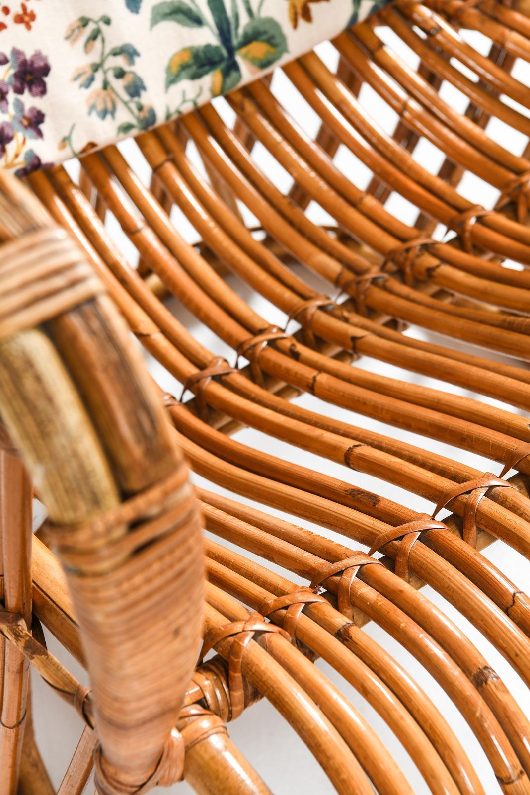 Pair Easy Chairs In Cane, Fabric & Rattan By Tove & Edvard Kindt Larsen, 1930s photo vintage