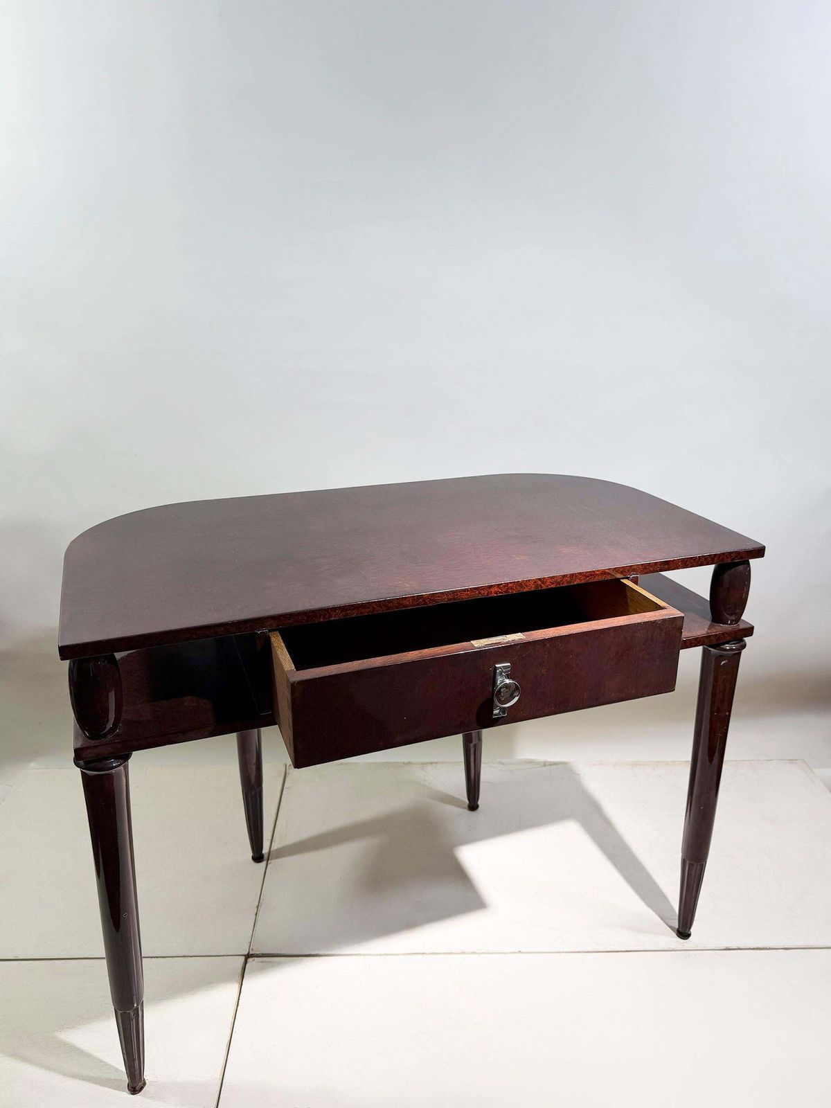 Art Deco Writing Desk With Fluted Legs, Circa 1940s, France photo vintage