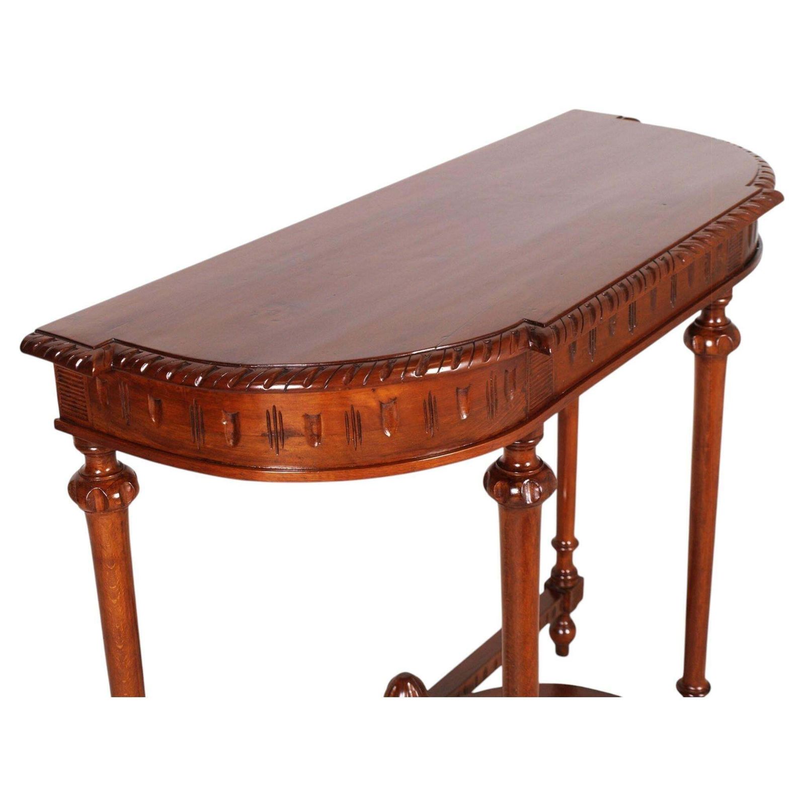Console demi-lune en noyer par Bassano's Ebanistery, cirée photo vinterior