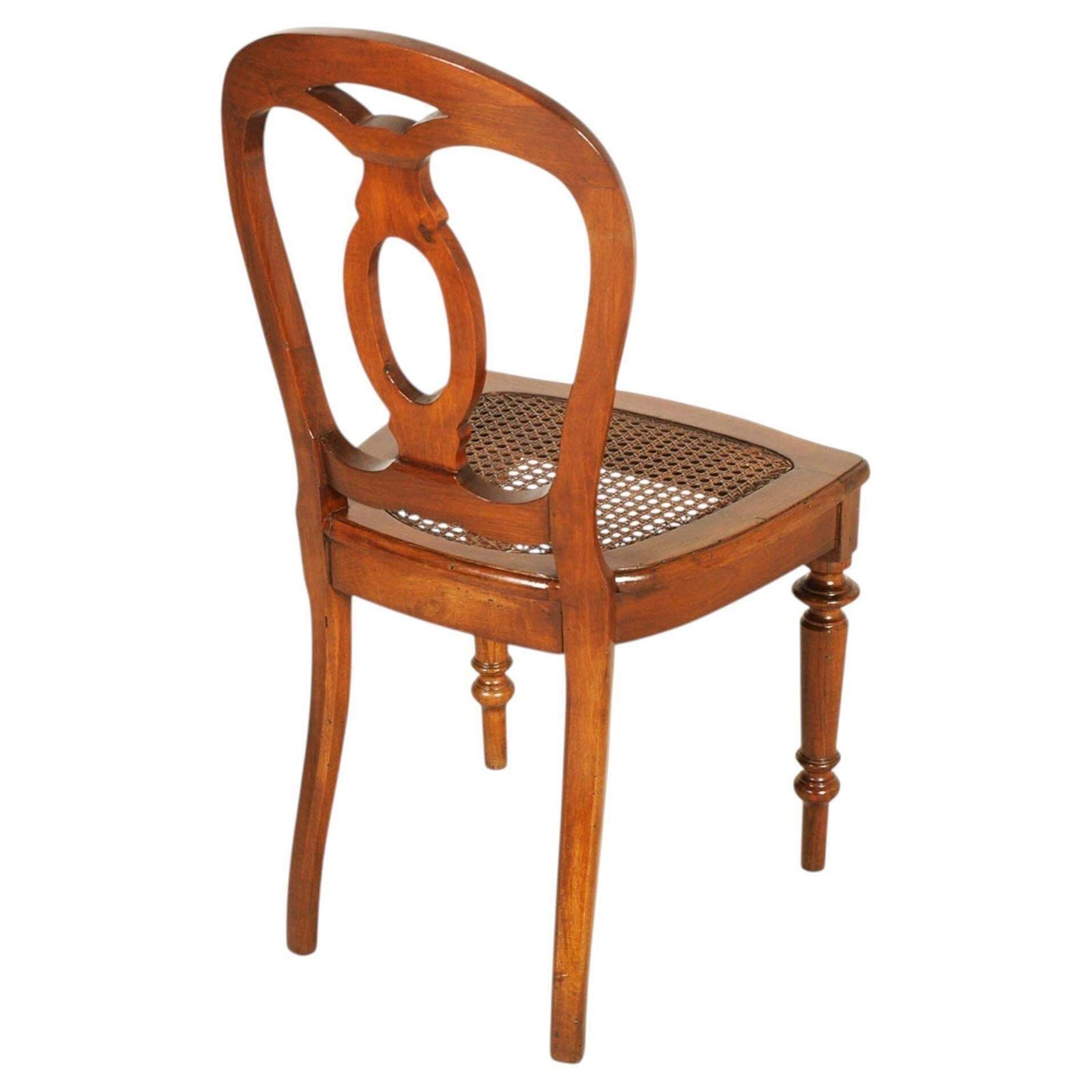Ensemble de six chaises en noyer à sièges en paille de Vienne, Italie, début du XXe siècle photo 6261.0