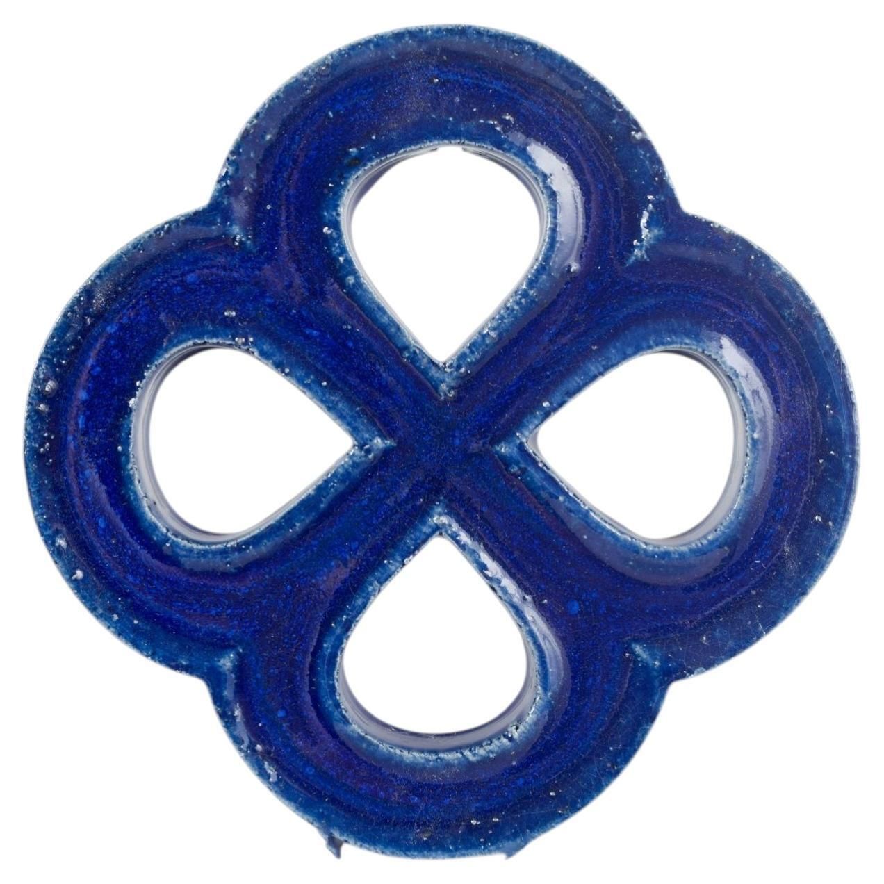 Gustavsberg. Stoneware Wall Relief In Organic Form. Deep Blue Glaze. 1960s
