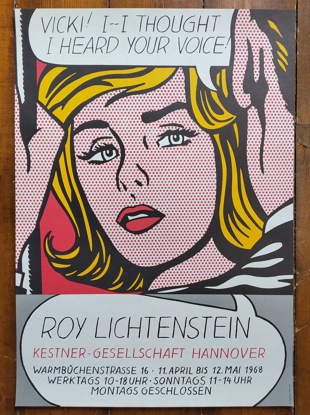 Original 1968 Roy Lichtenstein ‘Vicki’ Kestner Gesellschaft Hannover Exhibition Poster   Pristine Mint Condition