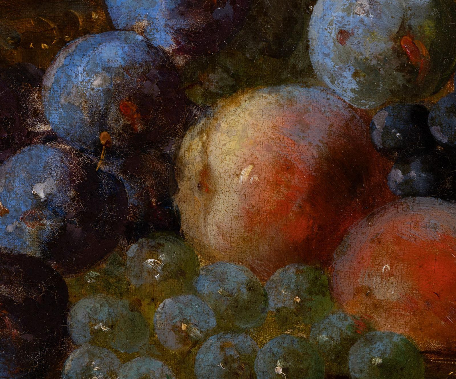 Antique Original French Still Life Oil On Canvas Painting   Grapes, Plums photo 653.0
