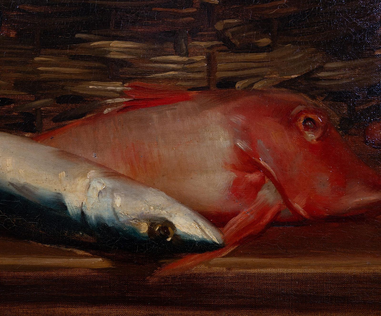 Mid 19th Century French Still Life With Fish & Prawns – Original Oil On Canvas photo 1262.0
