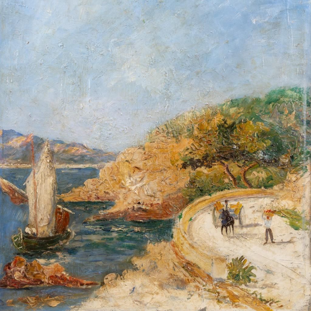 Cart On The Mediterranean Coast, Oil On Canvas – Alexis Gritchenko (1883 1977) photo furniture