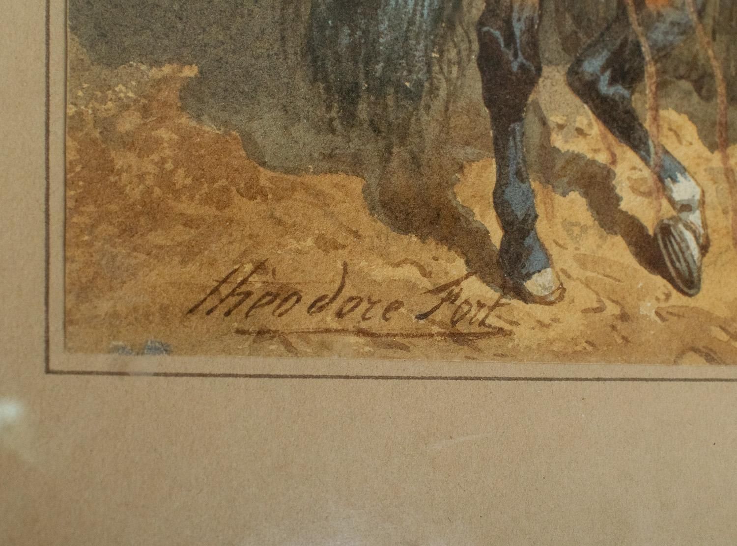 photo for sale Théodore Fort (1810-1896)   Paire d'aquarelles   Élégantes amazones à cheval