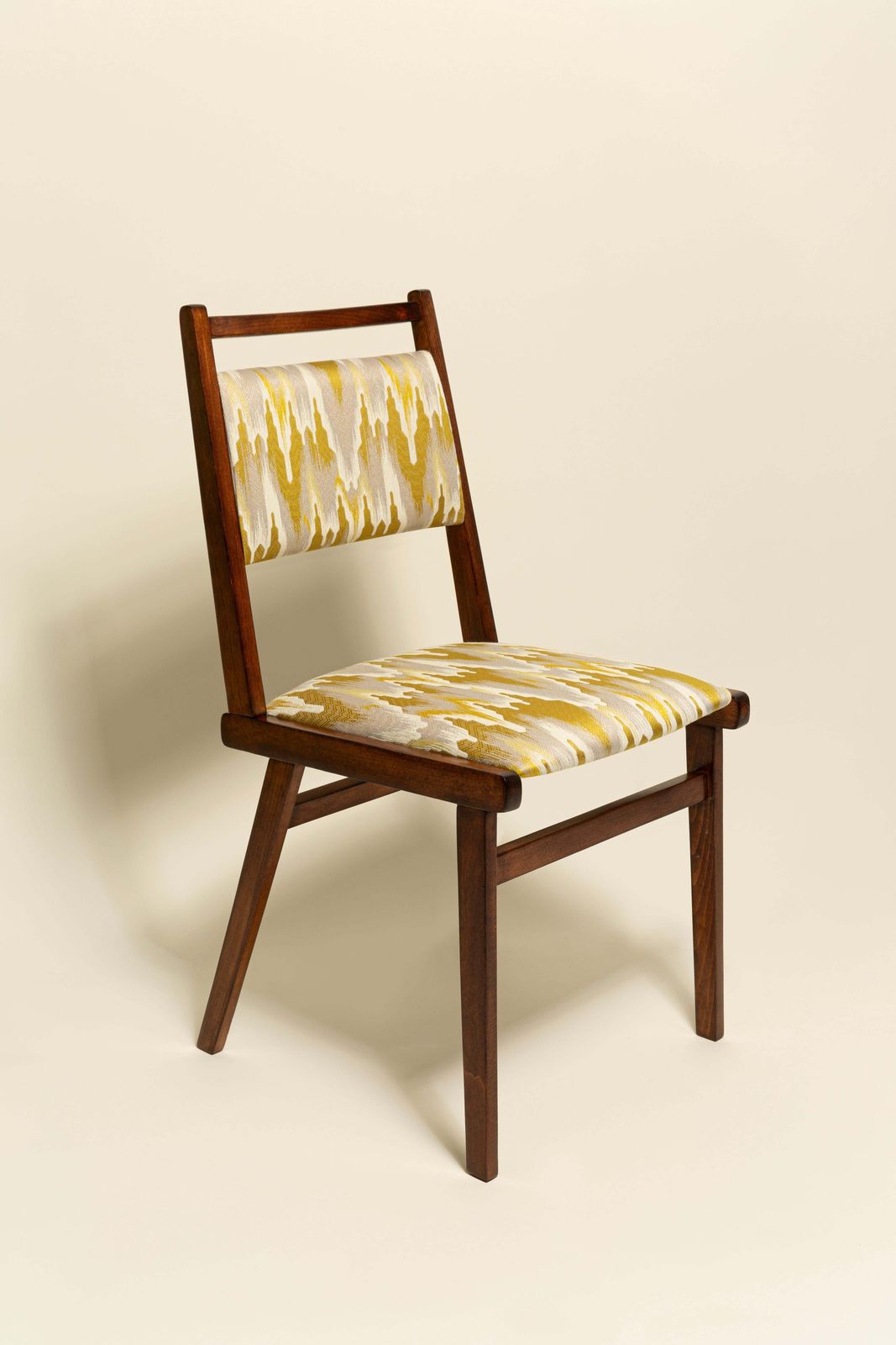 Six Mid Century Jar Chairs, Yellow Jacquard By Dedar, Poland, Europe, 1960s. photo furniture