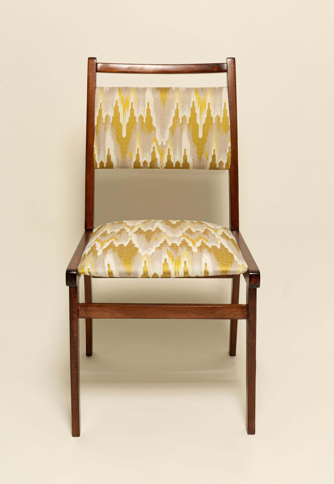 Six Mid Century Jar Chairs, Yellow Jacquard By Dedar, Poland, Europe, 1960s. photo for sale
